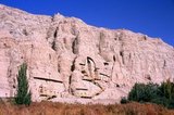 The Kizil Caves (Qizil Ming Oy; Kizil Cave of a Thousand Buddhas) are 236 Buddhist rock-cut caves located near Kizil Township in Xinjiang. The site is located on the northern bank of the Muzat River 75 kilometres by road northwest of Kucha (Kuqa). This area was a commercial hub of the Silk Road.<br/><br/>

The caves are said to be the earliest major Buddhist cave complex in Xinjiang, with development occurring between the 3rd and 8th centuries. Although the site has been both damaged and looted, at least 1000 square metres of wall paintings—mostly Jataka stories—remain.